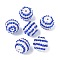 Striped Resin Rhinestone Beads, Bubblegum Round Beads, with Acrylic, Blue, 20mm, Hole: 2mm