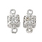 Brass Micro Pave Cubic Zirconia Connector Charms, Cube with Flower, Platinum, 13x6x6mm, Hole: 1.2mm