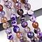 Dyed & Heated Natural Fire Crackle Agate Beads Strands, Round, Faceted, Dark Violet, 7.5~8.5mm, Hole: 0.8~1.2mm, about 47~48pcs/strand, 13.78~14.96 inch(35~38cm)