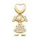 Real 18K Gold Plated Brass Micro Pave Cubic Zirconia Pendants, with Shell, Human Charms, Clear, 30mm, Hole: 5mm