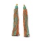 Cotton Tassel Pendants, with Polyester, Mixed Color, 128~130x11~12mm, Hole: 2x3.5mm