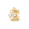 Brass Micro Pave Clear Cubic Zirconia Charms, Long-Lasting Plated, Rack Plating, Cadmium Free & Lead Free, Real 18K Gold Plated, Letter E Charms, 10.5x8x3.5mm, hole: 1.2mm