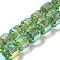 Electroplate Glass Beads, Faceted, Column, Lime Green, 6x6.5mm, Hole: 1mm