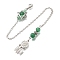 Round Natural Green Aventurine Dowsing Pendulums, with Rack Plating Brass and Alloy Findings, Woven Net/Web with Feather & Star of David, 248mm