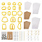 18Pcs 18 Style Plastic Clay Cutters, Oval & Trapezoid & Rectangle & Half Round, with Brass Jump Rings & Earring Hooks, Cellophane Bags, Cardboard Cards, Plastic Ear Nuts, Yellow, Cutters: 18pcs/bag