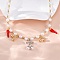 Brass Micro Pave Clear Cubic Zirconia Beaded Necklaces, with ABS Imitation Pearl Beads and Enamel, Cadmium Free & Lead Free, Long-Lasting Plated, Rack Plating, Cherry, 16.77 inch(42.6cm)