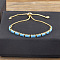 Brass Micro Pave Cubic Zirconia Slider Bracelets, Rectangle Link Chain Bracelets for Women, Real 18K Gold Plated, Light Sky Blue, 7-7/8 inch(20cm)