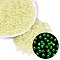 FGB Grade A Transparent Glass Seed Beads, Rondelle, Luminous Glow in the Dark, Center Dyed, Faceted, Champagne Yellow, 4x3mm, Hole: 1.2~1.6mm, about 6081pcs/pound