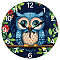 MDF Printed Wall Clock, for Home Living Room Bedroom Decoration, Flat Round, Owl, 300mm