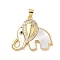 Brass Micro Pave Cubic Zirconia Shell Pendants, Elephant, Lead Free & Cadmium Free, Long-Lasting Plated, Real 18K Gold Plated, Rack Plating, Clear, 24.5x27x4.5mm, Hole: 3.8x3.5mm