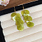Shell Dangle Earrings, Flat Round, Golden, Yellow Green, 80mm