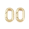 Brass Spring Gate Rings, Oval, Rack Plating, Long-Lasting Plated, Lead Free & Cadmium Free, Real 18K Gold Plated, 16x9.5x3.5mm, Inner Diameter: 11x4mm