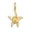 Brass Micro Pave Cubic Zirconia European Dangle Pendant Bails, Peg Bails, for Half Drilled Beads, Starfish Charm, Real 18K Gold Plated, 33x20x3mm, Hole: 5.5x4.5mm