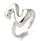 Initials Brass Open Cuff Ring for Women, Letter Z, 16.5x12.5mm, Adjustable