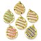 Rack Plating Brass Enamel Pendants, Long-Lasting Plated, Lead Free & Cadmium Free, Real 18K Gold Plated, Teardrop Charm, Mixed Color, 40x30x5mm, Hole: 1.8mm