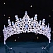 Alloy Rhinestone Crown Hair Bands for Woman Girls, Wedding Party Decoration, Light Sapphire, 140mm