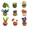 DIY 9Pcs Succulent Potted Plant Needle Felting Kits for Beginner, including Wool & Needle, Needle Felt Pad, Eye, Fingercot, Instruction Sheet, Packing: 230x160x60mm