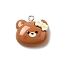 Resin Pendants, Imitation Food, with Platinum Iron Findings, Bear Charm, 20x20x8mm, Hole: 2mm
