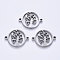 Tarnish Resistant 201 Stainless Steel Links Connectors, Laser Cut, Flat Round with Tree, Stainless Steel Color, 14.5x19.5x1.5mm, Hole: 1.2mm