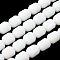 Opaque Column Glass Beads Strands, Faceted, White, 9x7.5~8mm, Hole: 1.5mm, about 60pcs/strand, 21.26''(54cm)