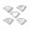 Brass Connector Charms, with Freshwater Shell, Nickel Free, Heart Links, Platinum, 10x17x3mm, Hole: 1.4mm