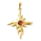 304 Stainless Steel Big Pendants, with Acrylic Rhinestone, Cross with Sun Charm, Golden, Dark Red, 55.5x46x6.5mm, Hole: 10x4.5mm