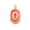 Brass Enamel Pendants, with Jump Rings, Cowboy Hat Charm, Long-Lasting Plated, Lead Free & Cadmium Free, Real 18K Gold Plated, Rack Plating, Cerise, 18x12.5x4mm, Hole: 3mm
