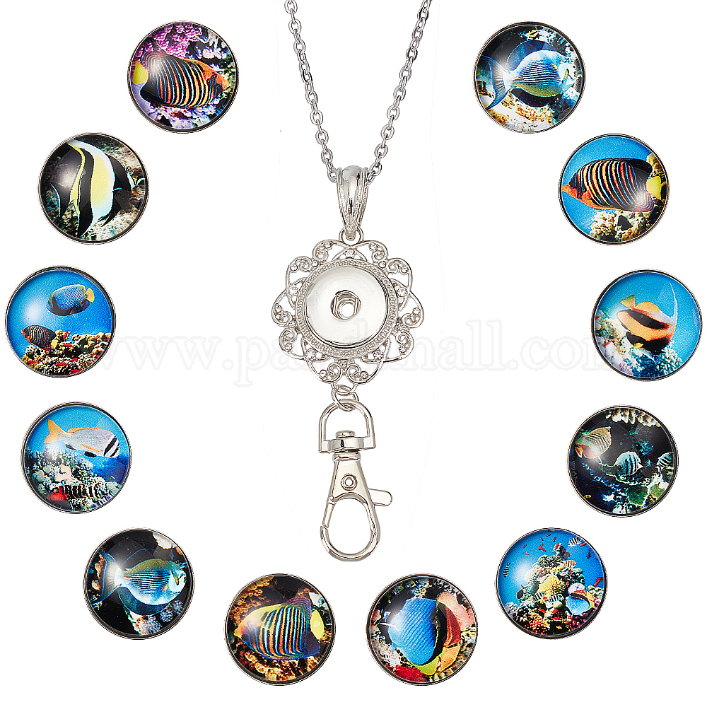 Shop SUNNYCLUE 1 Box 12 Styles Fish Cabochons Snap Button Lanyards for
