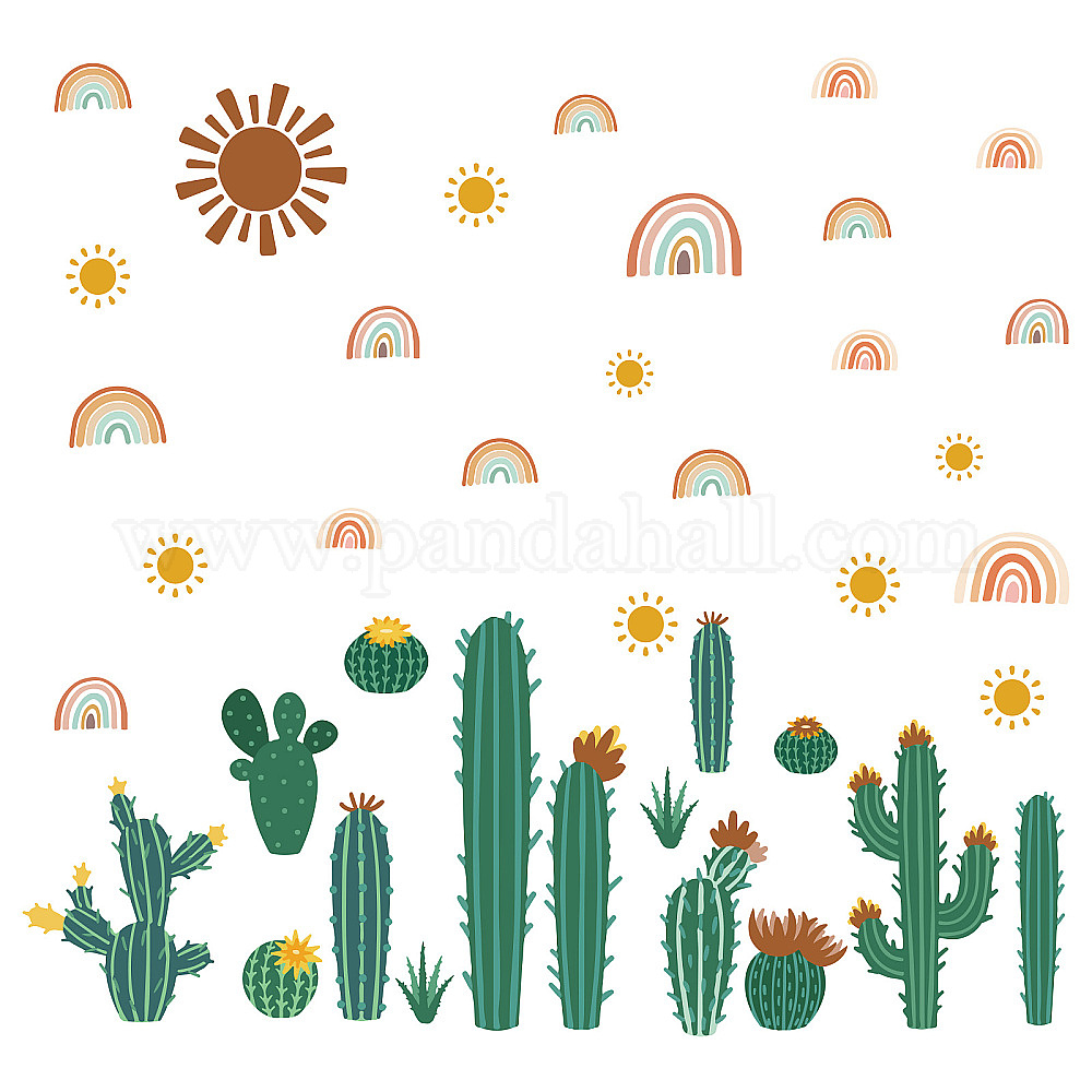 Shop SUPERDANT Boho Cactus Botanical Wall Decals Rainbow Stickers