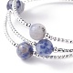 Bracelet jonc enroulé avec perles rondes en jaspe bleu naturel BJEW-TA00034-01-5