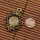 Vintage Tibetan Style Alloy Flower Pendant Cabochon Bezel Settings and Transparent Flat Round Glass Cabochons DIY-X0231-AB-NF-2