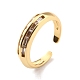 Clear Cubic Zirconia Bamboo Shape Open Cuff Ring for Women RJEW-C018-12G-4