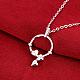 Silver Plated Brass Ring with Heart Pendant Necklaces for Women NJEW-BB00837-3