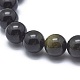 Natural Golden Sheen Obsidian Bead Stretch Bracelets BJEW-K212-C-020-2