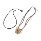 Lampwork Pendants Necklaces and Cowhide Leather Cord Necklaces Set NJEW-JN02316-M-2