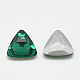 ポイントガラスラインストーンカボション  バックメッキ  多面カット  三角形  med.emerald  13x14x4.5mm RGLA-T087-14mm-15-2