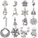 SUNNYCLUE 1 Box 64Pcs 16 Style Christmas Charm Bulk Silver Christmas Charm Tibetan Alloy Candy Snowflake Snowman Xmas Christmas Gift Bell Charm for Jewelry Making Charms DIY Necklace Bracelet Earring FIND-SC0004-76-1