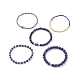 5 pz 5 stile lapislazzuli naturale (tinto) e ematite sintetica e set di braccialetti elasticizzati con perline di semi BJEW-JB08831-4