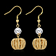 Pumpkin Brass Hollow Dangle Earrings EJEW-BB37475-G-2