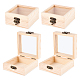 木製の箱  フリップカバーボックス  鉄製のロッククラスプとガラスのビジュアルウィンドウ付き  長方形  バリーウッド  4x3-1/2x1-3/4インチ（10x9x4.5cm） CON-WH0080-17A-1