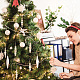 Ahadermaker 30 個 3 スタイルクリスマスラウンド木製ビーズペンダント装飾  ジュートコードの吊り下げ飾り  モカシン  130~185mm  10個/スタイル HJEW-GA0001-47-6