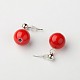 Natural Mashan Jade Ball Dangle Stud Earrings for Lady EJEW-PJE680-3