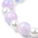 Bracciale elasticizzato con perline di vetro e ciondolo a forma di unicorno in lega smaltata per bambini BJEW-JB09555-5