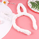 かわいいファーのようなウサギの耳の布のヘアバンド  女の子のためのヘアアクセサリー  ホワイト  160x140x20mm OHAR-PW0001-166A-1