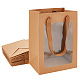 BENECREAT 10 Packs Brown Kraft Paper Gift Bags with Window 25x18x13cm Paper Shopping Bags Retail Bags for Party Favor Storage AJEW-BC0005-51B-1