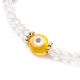 Bracelet extensible en perles de verre et verre mauvais œil pour femme BJEW-TA00136-01-4