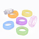 女性のための分厚い透明なアクリルの指輪  ミックスカラー  usサイズ7 1/2(17.7mm) RJEW-T010-17-4