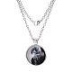 Yin Yang with Dragon Pattern Flat Round Glass Pendant Necklaces X-NJEW-N0051-010T-02-1