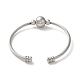 304 bracelets manchette ronds en perles d'acier inoxydable BJEW-P310-03P-2
