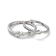 バレンタインデー真鍮パヴェクリアキュービックジルコニア調節可能なカップルリング  結び目の指輪  プラチナ  内径：19mm  2個/セット RJEW-Z023-01A-3
